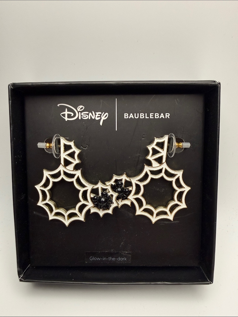 BaubleBar White & Black Spiderweb Glow Earrings